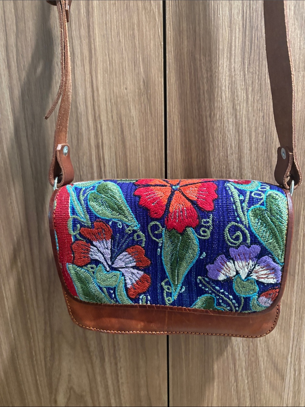 Handwoven Floral Embroidered Crossbody Bag - Blue & Multicolor
Made in Mexico